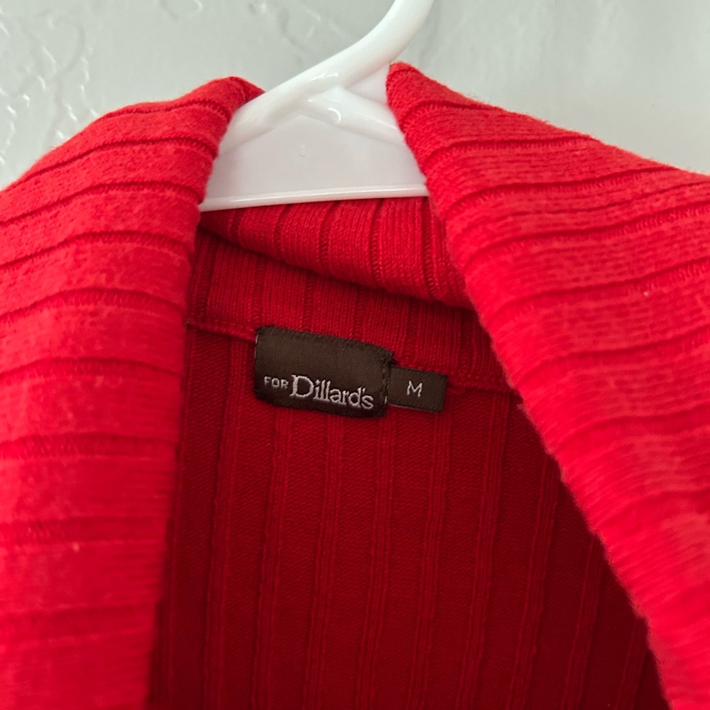 For Dillards Red Ribbed Turtleneck Sweater - Picture 4 of 5